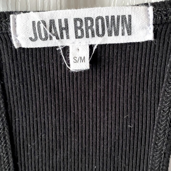 JOAH BROWN Palms Black Ribbed Deep V-Neck Racer Back Swing Tank Top SZ S/M - Picture 5 of 8